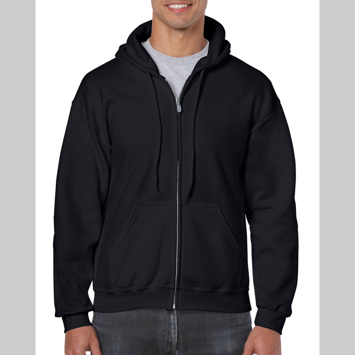 Gildan Mens Zip Hooded Sweatshirt Front